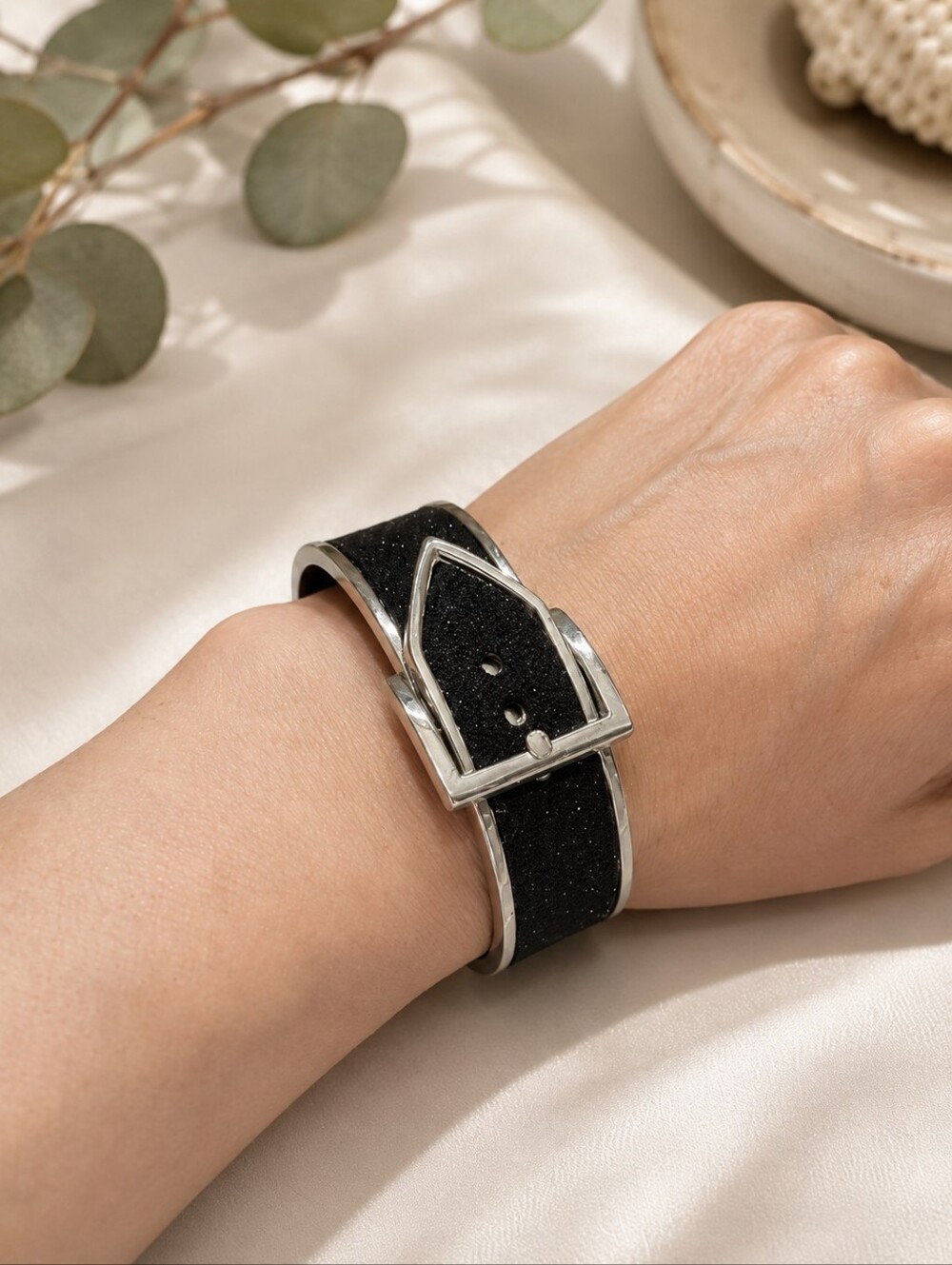 Black and Silver Cuff Bracelet